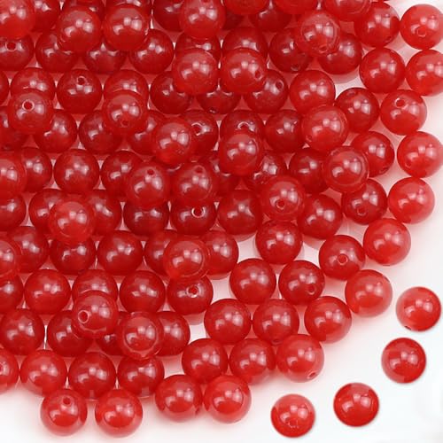 DUQGUHO Red Carnelian Beads 8mm Natural Crystal Red Beads Round Polishing Stone Bead Genuine Gemstone Beads for DIY Jewelry Making 47 Pcs - color: Red#1