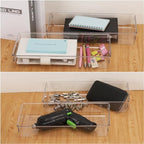 6Pcs Clear Plastic Drawer Organizers Tray 12" x 6.2" Storage Bins with 25Pcs Non-Slip Pads for Makeup, Jewelries, Kitchen Utensils, Bathroom and Office - size: 12"x6"