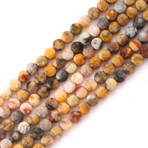 6mm Faceted Natural Crazy Agate Stone Beads Coin Disc Gemstone Spacer Beads for Jewelry Making DIY Bracelet Necklace - color: Crazy Agate