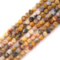 6mm Faceted Natural Crazy Agate Stone Beads Coin Disc Gemstone Spacer Beads for Jewelry Making DIY Bracelet Necklace - color: Crazy Agate