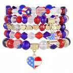 Emibele Colorful Stretch Bracelet Stack Boho Beaded Bracelet Set Heishi Surfer Bracelet Stackable Y2K Trendy Jewelry Friendship Multiple Set Women Fans - style: 4th of July Accessories Bracelets