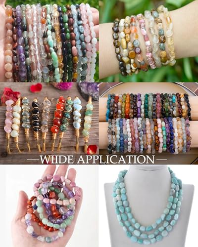 Natural Stone Beads 6-8mm Amazonite Oval Irregular Freeform Tumbled Loose Gemstone Beads for Jewelry Making 15 Inch Strand 50-55 Pcs - color: Amazonite-1 strand15”-approx. 55 beads