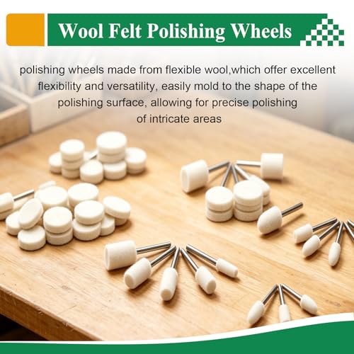 140PCS Polishing Buffing Wheel for Dremel Polishing Kit,Buffing Wheels & Polishing Bits &Sanding Bits for Rotary Tool Accessories with 1/8 Inch Shank, Sanding Kit for Metal, Brass, Wood, Watch,Jewelry