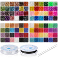 Tondiamo 32000 Pcs 2mm Glass Seed Beads and 12000 Pcs 7mm Tube Beads Set, Small Craft for DIY Bracelet Necklaces Crafting Jewelry Making Supplies with Beading Needles Elastic Strings, 48 Colors
