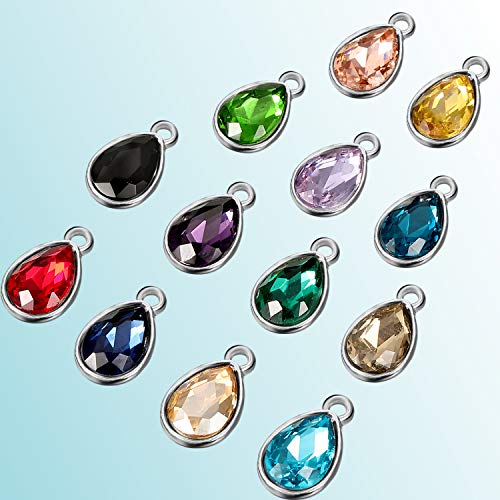 Hicarer 52 Pieces Water Drop Pendants Crystal Beads Pendants Charms Rhinestone Teardrop Jewelry Findings for Women DIY Necklace Jewelry Making, 7 x 10 mm, 13 Colors