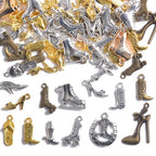 stino Metal Charms for Jewelry Making 100gram, Bulk Tibetan Silver & Gold Plated Trinkets for Earring Necklace Jewelry Making and Findings - color: Shoe Mixed Color