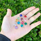 Adabele 2 sets Grade A Mixed Birthstone Charm 10mm Crystal Pendant Drop Bead 18K Yellow Gold Plated (24pcs) For DIY Craft Jewelry Making CCP25 - color: Gold, size: 10mm (39") - 24pcs