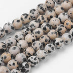 60Pcs Natural Dalmatian Jasper Beads 6mm Round Gemstone Beads Smooth Stone Loose Bead for DIY Bracelets Necklace Earrings Jewelry Making - color: Natural Dalmatian Jasper, size: 6mm