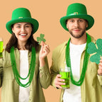 Huskein 100 PCS St Patricks Day Beads Necklace, Mrdi Gras Beads Bulk, 33 Inches Round Beads Necklace Accessories Set, Luck Irish Beads Parade Accessories for Mardi Gras St Patricks Day - color: Green