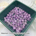100pcs Crackle Glass Beads 8mm Round Crystal Glass Spacer Crafts Beads for Jewelry Making Necklace Bracelet Earrings DIY Crafts (Purple) - color: Purple, size: 8mm