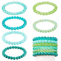Elecrelive Glass Round Beaded Bracelet Set Clay Beaded Bracelets Stretch Bracelets - color: Green Blue