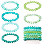 Elecrelive Glass Round Beaded Bracelet Set Clay Beaded Bracelets Stretch Bracelets - color: Green Blue