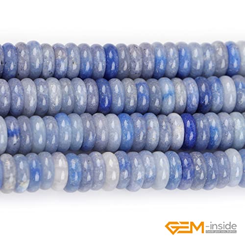 GEM-Inside 2x6mm Natural Blue Aventurine Jade Semi-Gemstone Heishi Disc Rondelle Spacer Beads for Jewelry Making Full 15" Strand Energy Stone Healing Power Crystal - color: Blue Aventurine Jade