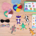 Eenua Pony Beads Keychain Kit for Kids DIY Bead Pets Craft Set with 12 Animal Keychains 2 Heart Shaped Boxes Creative Art Craft for Beginners