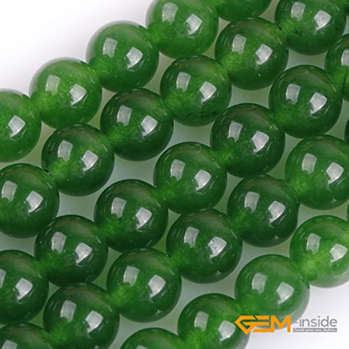 GEM-Inside Natural 6mm Green Taiwan Jade Gemstone Loose Beads Round Crystal Energy Stone Power for Jewelry Making 15" - color: Green Taiwan Jade, size: 6mm