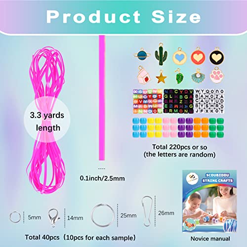PP OPOUNT Lanyard String Kit, 20 Rolls Boondoggle String with Instruction for Beginners & 220 Beads, Lanyard Making Kit for DIY Bracelets, Key Chains and Lanyards, Summer Camp Crafts, Mother Day Gift - size: 196 Feet