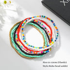 XIJIN 18 Pieces Elastic Beaded Anklets for Women Handmade Beach Boho Colorful Beads Ankle Bracelets Set - color: Colorful a