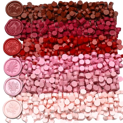 600pcs Red Wax Seal Beads,6 Assorted Color Sealing Beads Ideal for Wax Seal Stamp Wedding Letter Envelope Decor Wine Bottle Decoration (Red Series) - color: Red