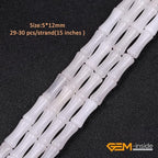 GEM-Inside 30Pcs 5x12mm Natural White Jade Stone Plant Bamboo Knot Bone Beads for Jewelry Making Power Energy Chakra Stone Beads - color: White Jade