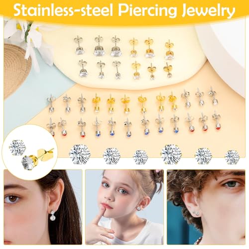 Professional Ear Piercing Gun, Reusable Ear Piercing Machine with Stainless Steel Piercing Studs, Colorful Crystal Earrings Set for At Home Salon Earlobe Cartilage Helix Tragus Piercing Tool Kit - color: Dark Black