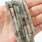BEADIA Natural Spectrolite Tube Beads 13x4mm 30pcs Rectangle Loose Semi Gemstone Beads for Jewelry Making Design - color: Spectrolite Rectangle
