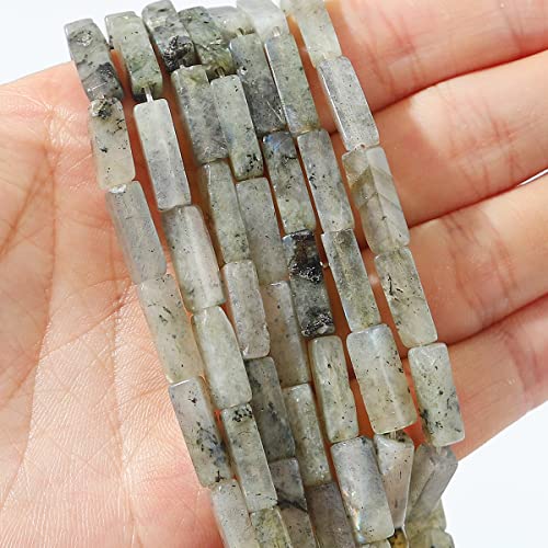 BEADIA Natural Spectrolite Tube Beads 13x4mm 30pcs Rectangle Loose Semi Gemstone Beads for Jewelry Making Design - color: Spectrolite Rectangle