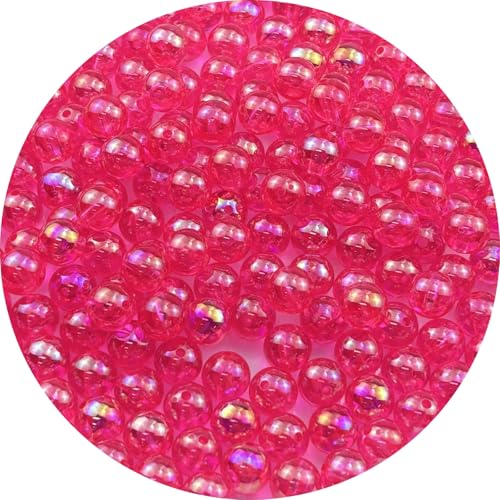 200pcs 10mm Acrylic Round Beads AB Colors Acrylic Beads Round Spacer Beads with Hole for DIY Bracelet Necklace Jewelry Making Supplies Handmade Craft(Rose Red AB) - color: Rose Red AB, size: 10mm