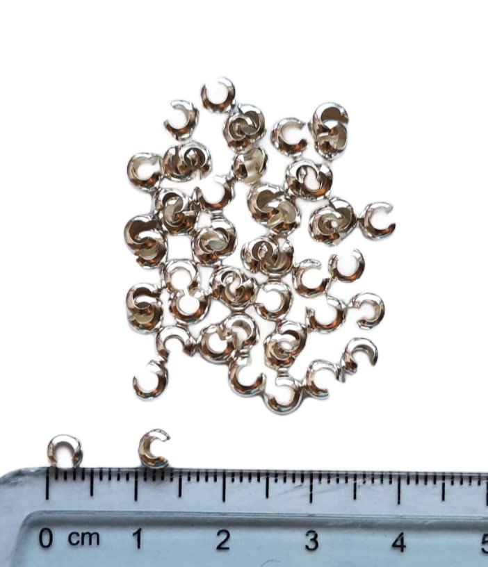 50pcs 925 Sterling Silver Open Crimp Bead Covers, 4MM, by CRAFT WIRE - color: 925 Sterling Silver, size: 4MM
