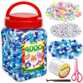 IOOLEEM Blue Solid & Glitter Bulk Pony Beads - 4000pc Kit for Friendship Bracelets & Jewelry Making, Easy Storage - color: Blue & Glitter