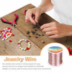 HARFINGTON Wire 328ft Length 26 Gauge Copper Craft Jewelry Wrapping Wire Tarnish Resistant Beading for Jewelry Making Supplies Crafting, Pink - color: Pink