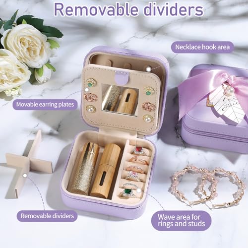AYGXU Travel Jewelry Box for Women and Girls - Small Case With Initial A-Z - Teacher Gifts - color: purple, size: V