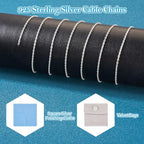 Elecrelive 3.28 Feet 925 Sterling Silver Cable Chains 1.5mm Thin Small Link Silver Necklace Permanent Jewelry Chain for Women Minimalist Necklace Bracelet Making - color: Sterling Silver,Cable Chain