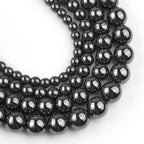 Stone Beads, 60pcs Black Hematite, 6mm Round Loose Beads for Jewelry Making, Bracelets, with Bag, String & Card - color: Black Hematite, size: 6mm