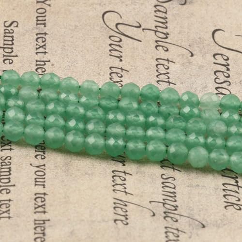 90pcs 4mm Natural Green Aventurine Gemstone Beads Faceted Round Loose Stone Beads for Jewelry Making (1 Strand) - color: Green Aventurine, size: 3.7-4.2mm