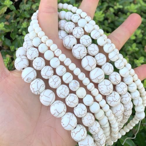 Adabele 80pcs Natural White Magnesite Gemstone 10mm Imitated Howlite Round Loose Beads Gem Stone Spacer for Craft Jewelry Making GR-F10 - color: Round/White, size: 10mm Round (80pcs/2 Strands)
