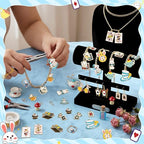 38Pcs Wonderland Gold Charms Pendants - Fairy Tales Tea Rabbit Clock Poker Enamel Charms Cute Earring Necklace Bracelet Keychains Pendant for Jewelry Making DIY Crafts Birthday Tea Party Gifts