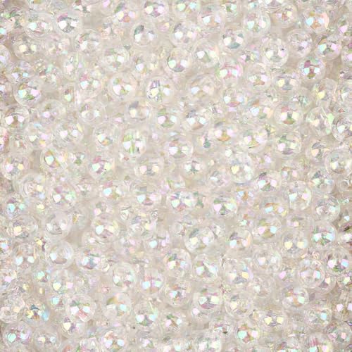 6MM 1000PCS Acrylic Transparent Round Beads with Holes Bubblegum Plastic Iridescent AB Color Plated Clear Bubble Loose Spacer Bead for Jewelry Making Necklaces Keychains Diy Crafts Supplies - color: Clear Ab, size: 6mm 1000pcs
