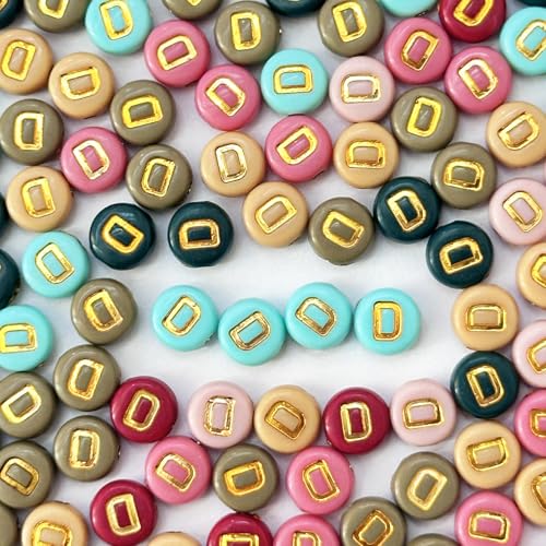 200PCS Round Letter Beads,4x7mm Color Acrylic Alphabet Beads D Beads with Letters for Bracelet Making Necklace Keychain Jewelry DIY (Letter D) - color: Letter D