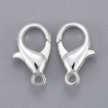 HDSupplies 100 Pieces - Lobster Clasps - Bright Silver Tone - 14x8mm / 1.8mm Hole - color: Bright Silver Tone, size: 14x8mm