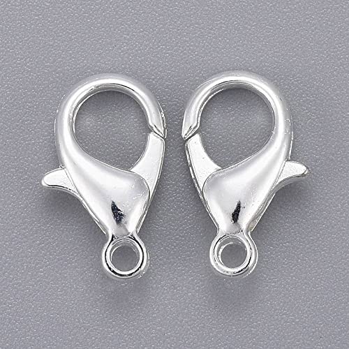 HDSupplies 100 Pieces - Lobster Clasps - Bright Silver Tone - 12x6mm w/ 1.2mm Hole - color: Bright Silver Tone, size: 12x6mm