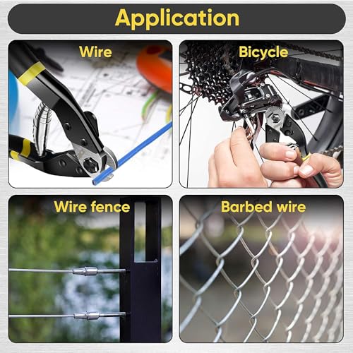 DISEN Wire Cutters Heavy Duty Cutting Up to 3/16", Metal Cable Cutters for Fence Thick Wire, Safety Lock, Spring Loaded, Non-slip Matte Handle, Chrome Vanadium Steel Jaw - style: 1 pc Black/Yellow