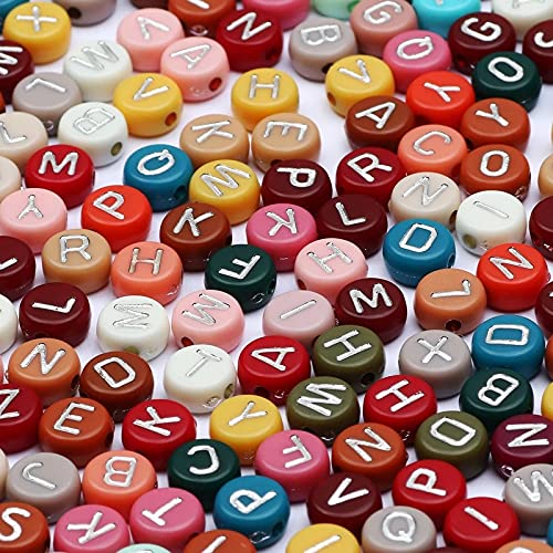 ToBeIT 1000pcs Letter Beads Acrylic Bead Alphabet A-Z Round Beads for DIY Jewelry Making, Bracelets, Necklaces (Silver) - color: bg-color silver