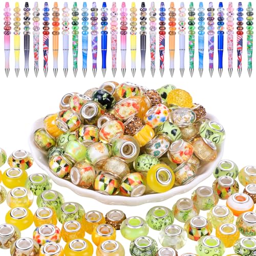 European Large Hole Beads Spacer Beads Charm Fairy Wands Beads Rhinestone Craft Beads for DIY Bracelet Jewelry Making (Yellow) - color: Yellow