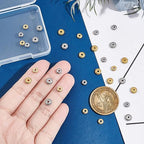 UNICRAFTALE 32Pcs 2 Colors 2 Sizes 304 Stainless Steel Disc Beads Metal Flat Flower Shape Spacer Caps Bead Half Round Bead Caps Spacer Beads for Bracelet Jewelry Making - size: 5-6mm