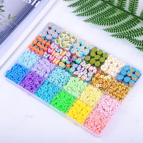 2480pcs Easter Polymer Clay Beads Bracelet Making kit, 24 Style Cute Fun Beads Charms for Jewelry Necklace Earring Making DIY Accessories for Women Girls - color: C3#Easter