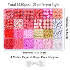 1480pcs Valentine's Day Polymer Clay Beads Charms Friendship Bracelet Necklace Earring Jewelry Making kit, Accessories for Arts Crafts DIY Birthday Gifts for Women Girls Children - color: C5#Valentine