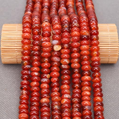 BONNY BOXX 1 Strand Natural 5 * 8mm Carnelian Rondelle Beads, Natural Abacus Disk Stone Beads Loose Spacer Gemstone for DIY Bracelet Necklace Jewelry Making - color: Carnelian, size: 5*8MM