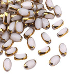 Glass Rice Beads White 4x6mm 50pcs Faceted Oval Golden Edge Crystal Loose Beads for DIY Craft Jewelry Making - color: White