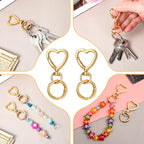 2 Pcs Double Opening Keychain Clip, Heart Spring Snap Hooks Zinc Alloy Swivel Lobster Clasp with Key Ring Spring Snap Hook Purse Clip for Jewelry Lanyard DIY Crafts Purse Making Camping Travel (Gold)