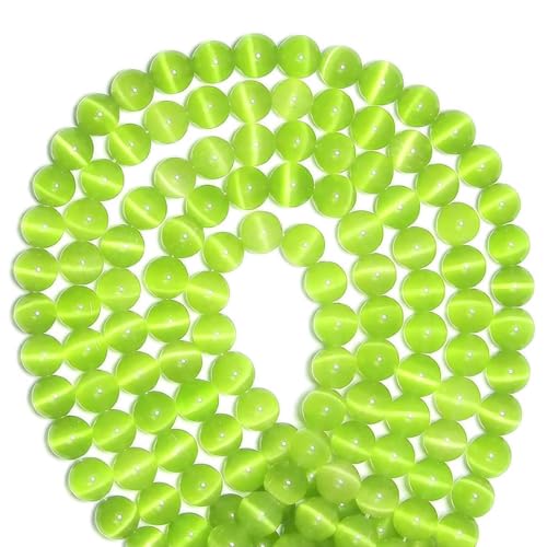 100pcs Army Green Cat Eye Beads 8mm Round Semi Precious Stone Hole Size 1mm DIY Charm Spacer Beading Smooth Gemstone Loose Beads for Jewelry Making Bracelets Necklaces Earrings Crafting - color: Army Green